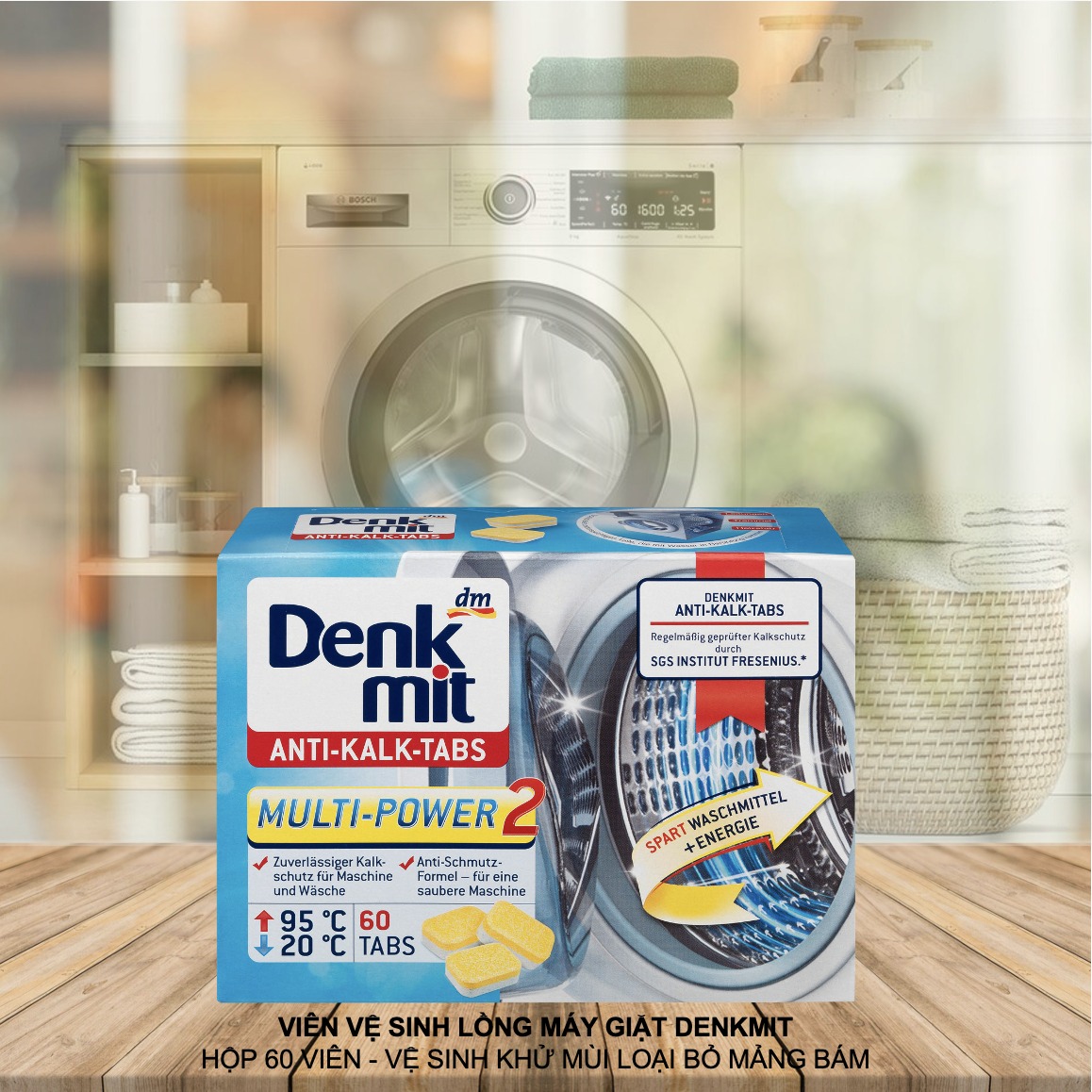 Viên Tẩy Tế Bào Chết Denkmit Multi-Power 2 Khử Mùi, Khử Vết Bám, Chống Bám Cặn - Gói 60 Viên