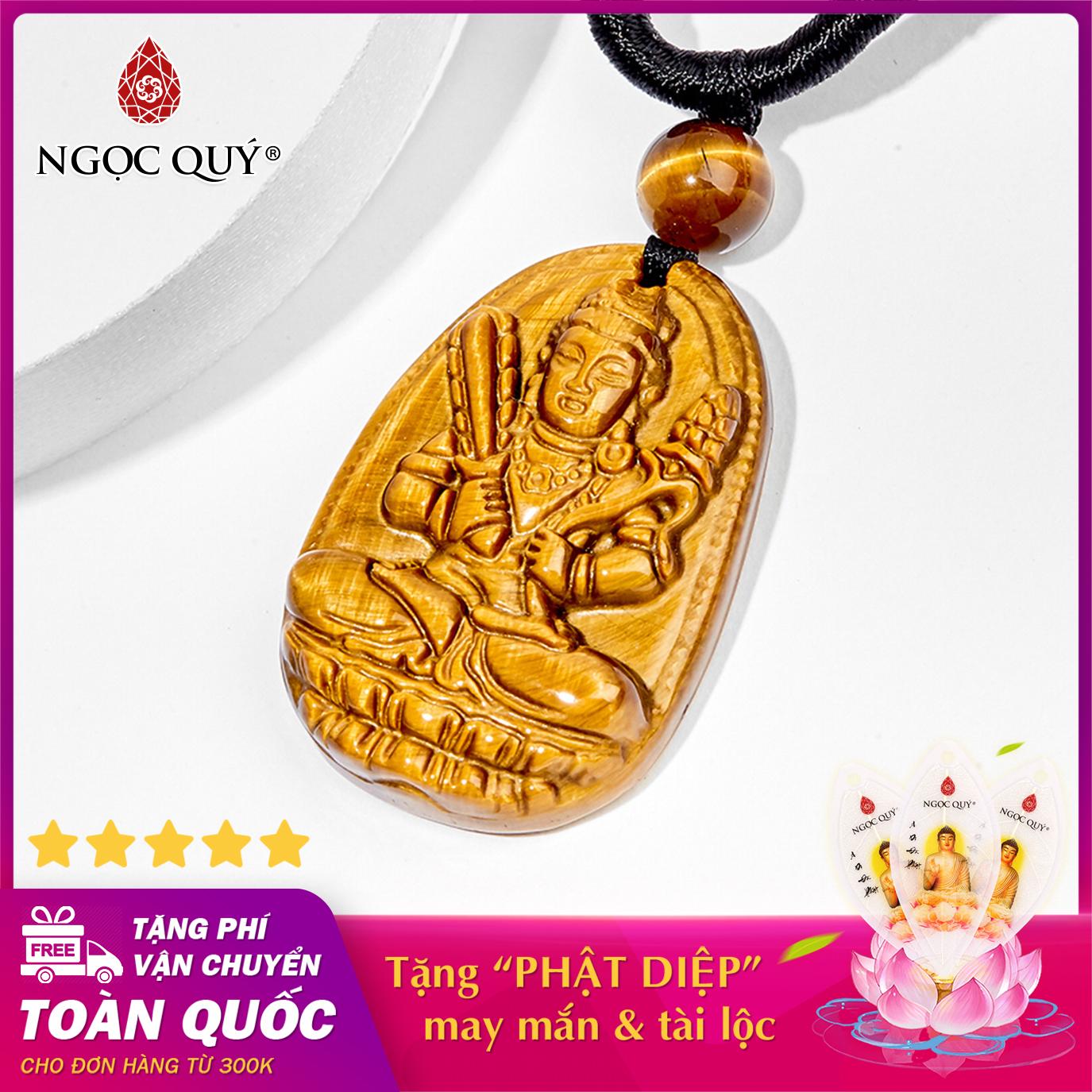 [HCM][ĐÁ THẬT 100%] Mặt dây chuyền Phật Hư Không Tạng Bồ Tát đá Mắt Hổ vàng nâu Phật bản mệnh cho tuổi Sửu Dần 3.6 x 2.3cm (TẶNG DÂY ĐEO) - Ngọc Quý Gemstones