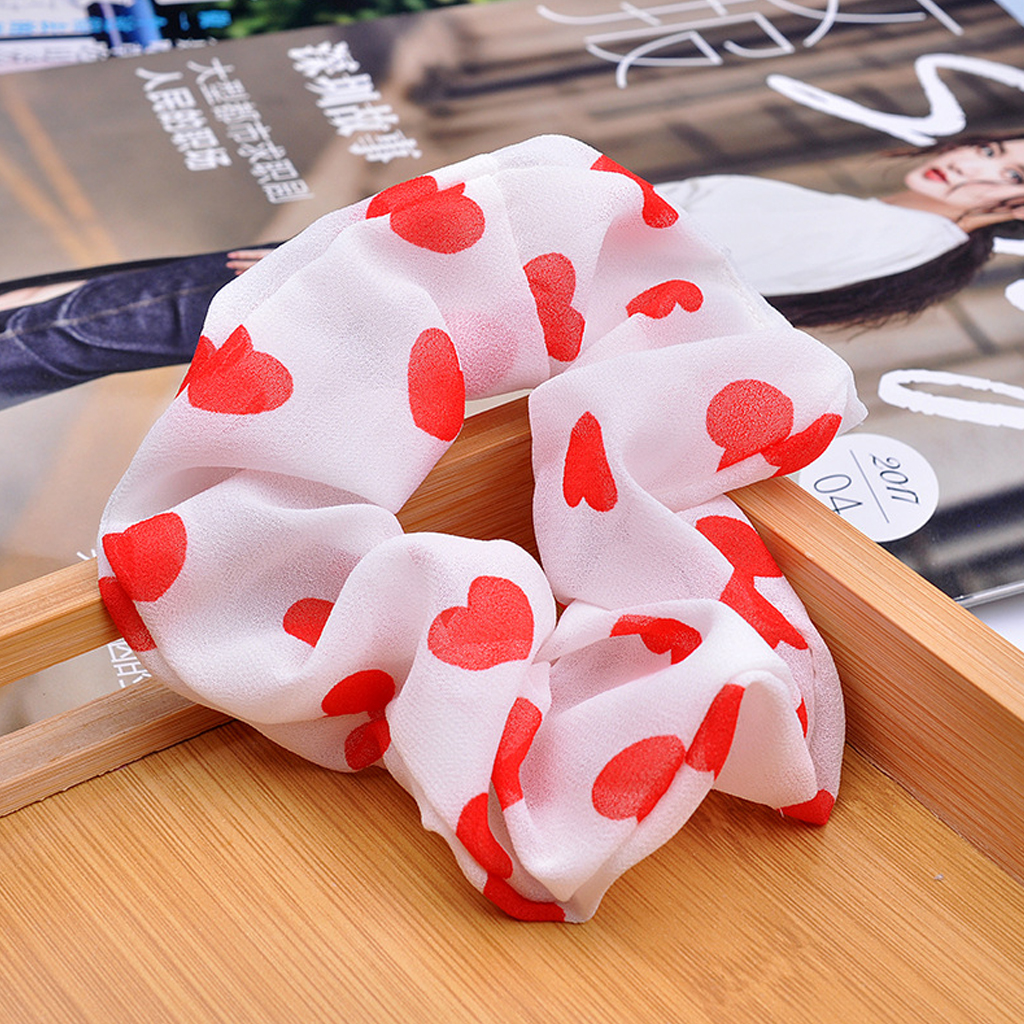 Dây cột tóc vải Scrunchies Trái Tim CT38