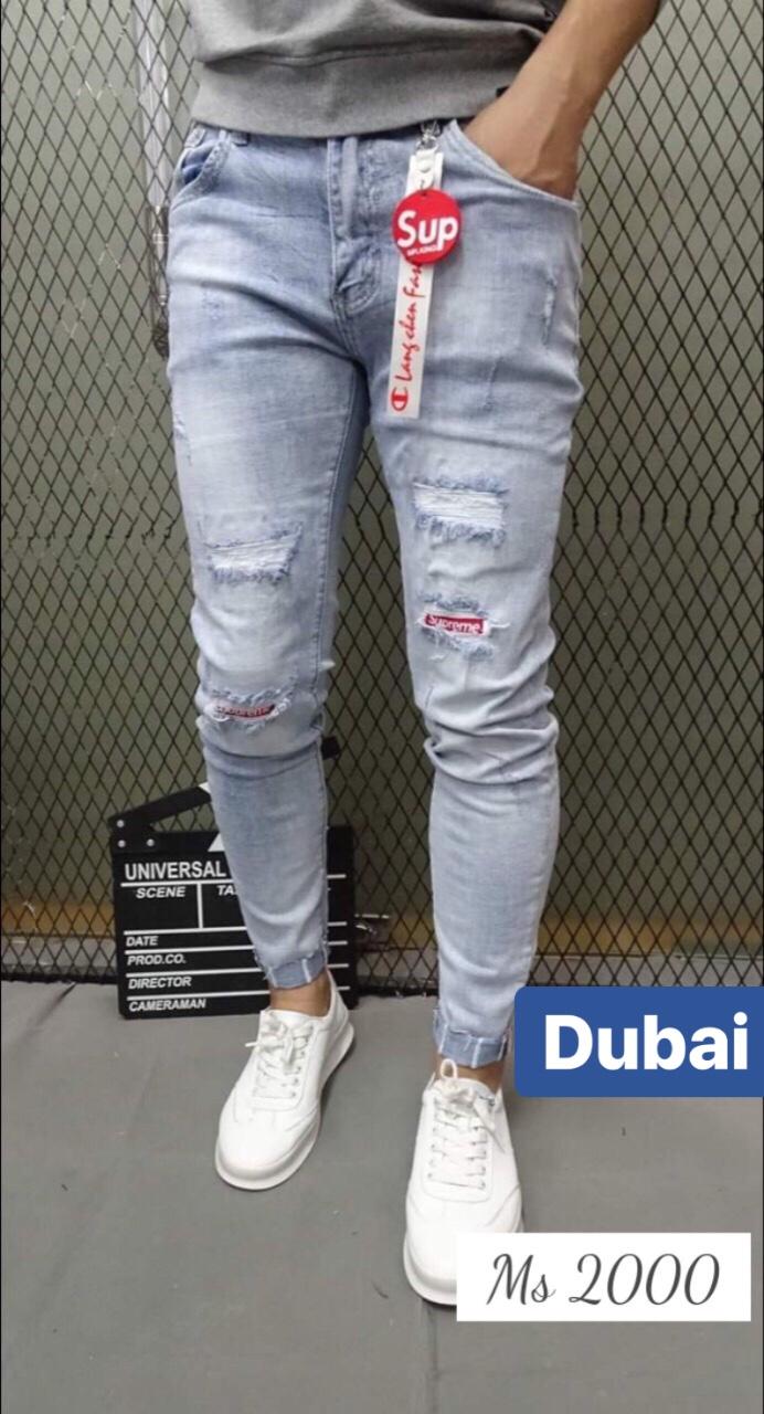 QUẦN JEAN NAM CHẤT BÒ XANH RÊU RÁCH ĐỜI MỚI DUBAI CAO CẤP - DUBAI FASHION