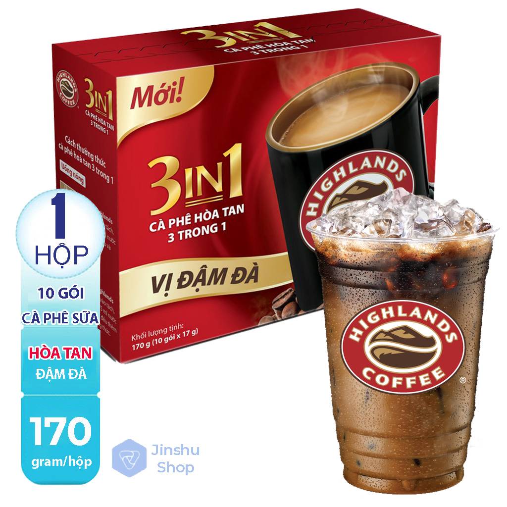 Hàng Hot [ UỐNG LÀ GHIỀN] Hộp 10 gói cà phê sữa vị đậm đà HighLands 170gr (Date: 9 tháng).-[ 12.12 Hot Deals ]