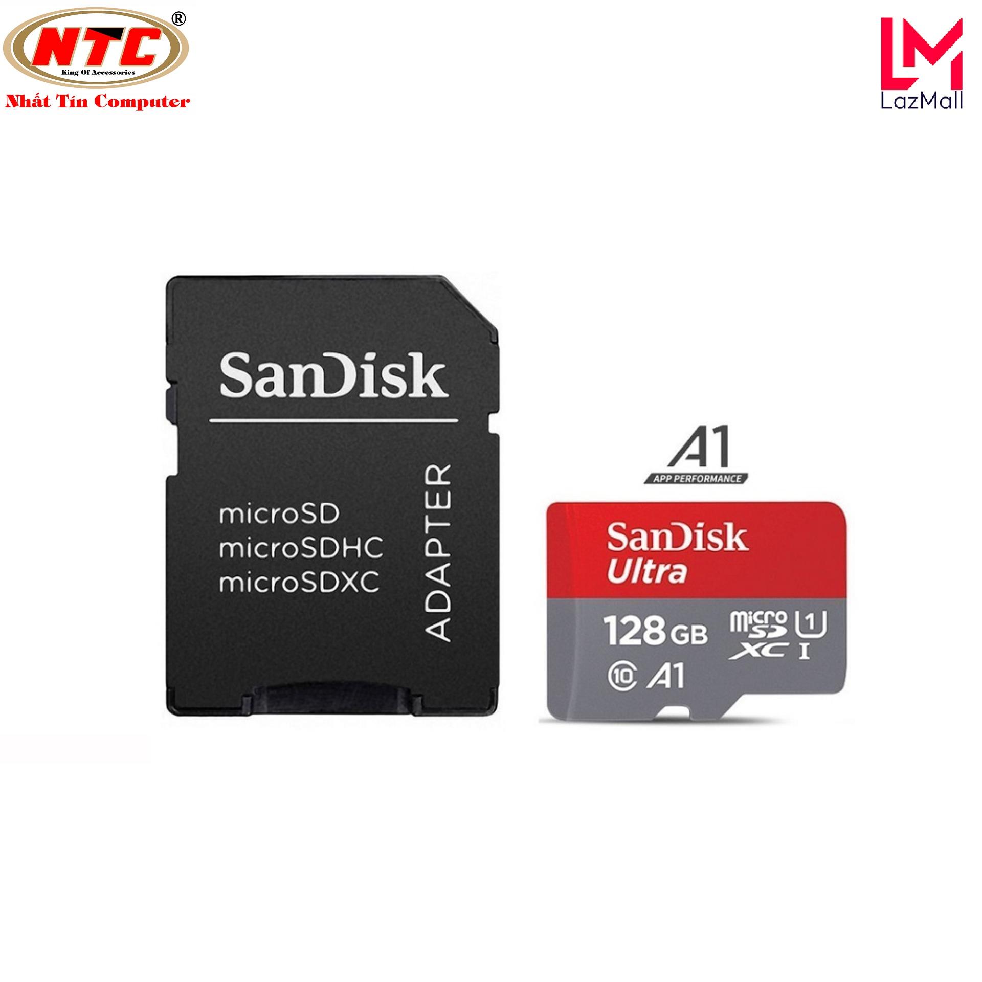 Thẻ nhớ MicroSDXC SanDisk Ultra A1 128GB Class 10 U1 100MB/s kèm adapter (Đỏ)