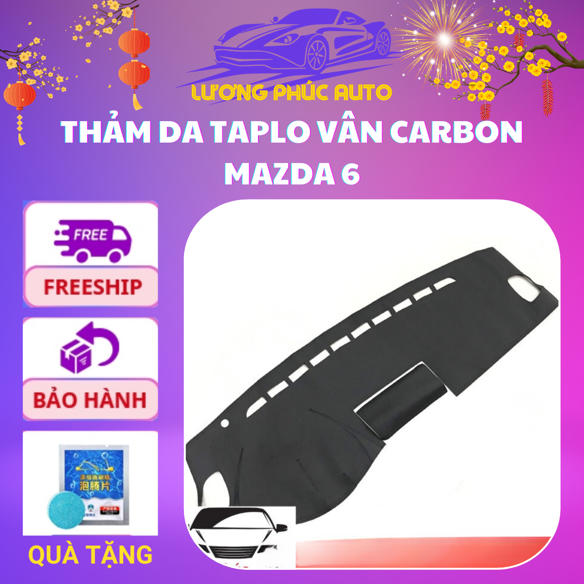 Thảm da Taplo vân Carbon Mazda 6 - loại 3 lớp