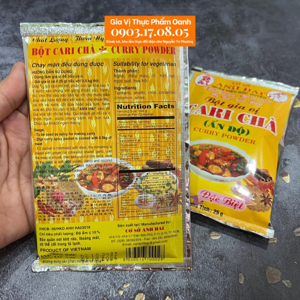 Seasoning mix for Curry (Bag 25gr/Box 20 bag) (suitable for vegetarian)-Anh Hai Spices