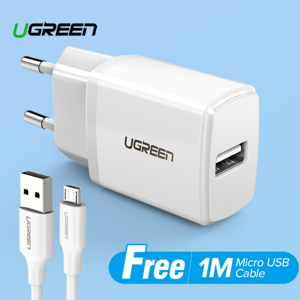 UGREEN USB Charger for Xiaomi Redmi Samsung with Free 1 Meter Micro USB Fast Charging Data Kabel Cable for Samsung j7, Xiaomi Redmi 5A Black