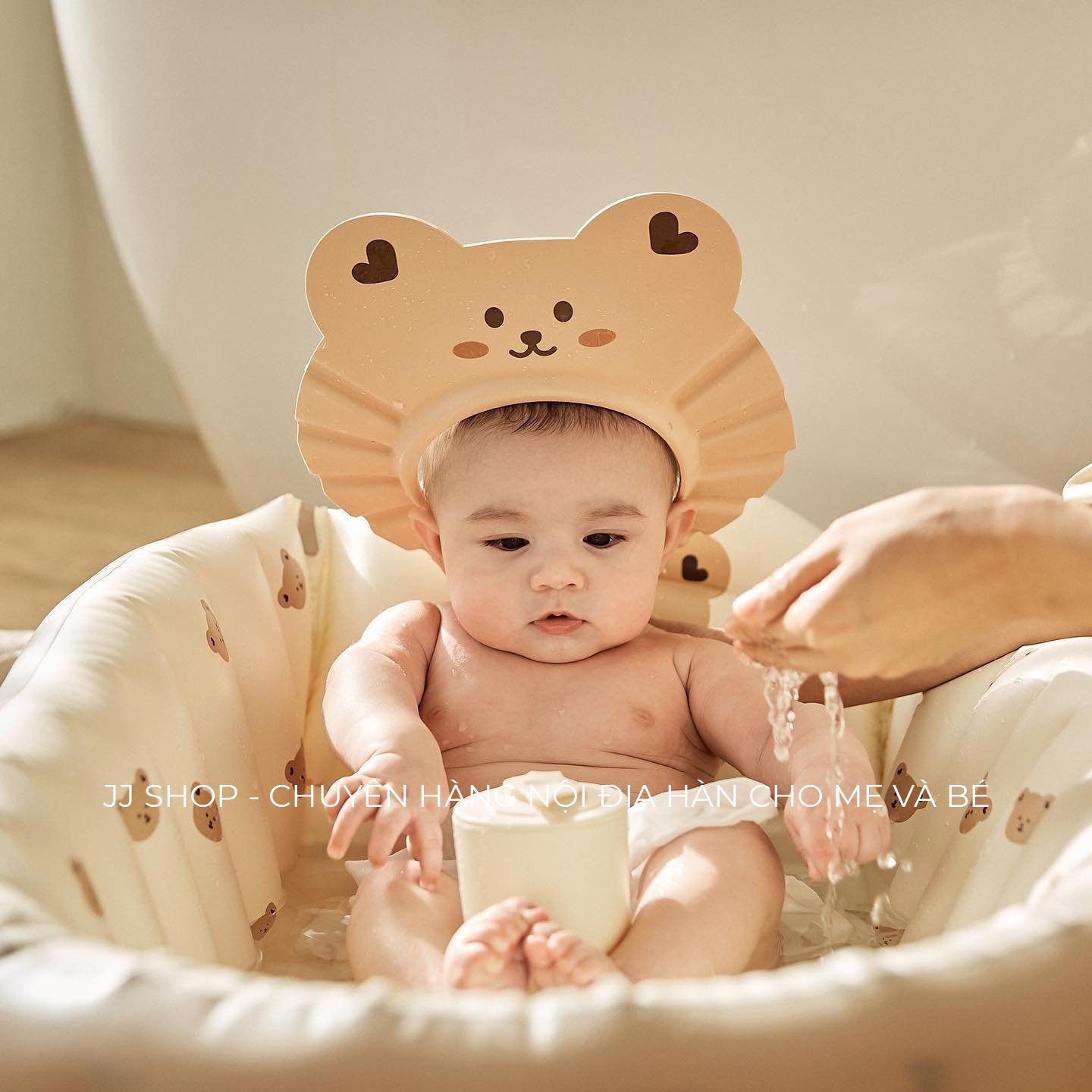 Mũ Tắm Đội Đầu Chắn Nước Cho Bé