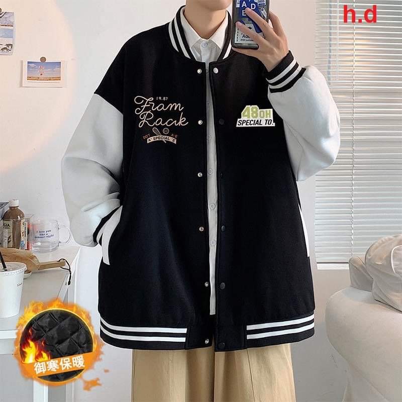 Áo bomber Varsity 48OH Jacket nỉ nam nữ khoác ngoài áo dày dặn form rộng unisex - bóng chày cao cấp