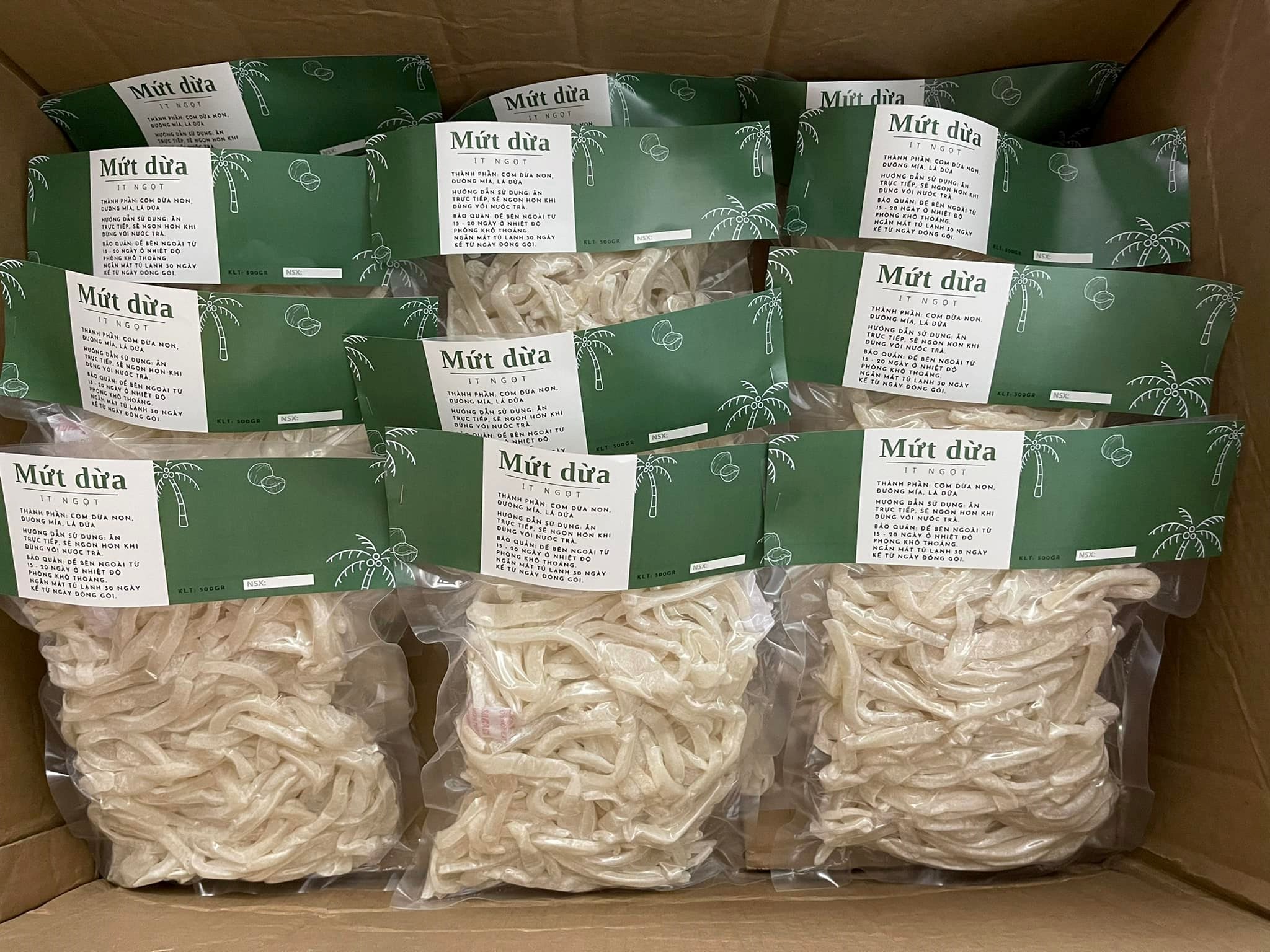 MỨC DỪA NON BẾN TRE, VỊ ÍT NGỌT, SỢI DỪA DẺO MỀM 500gr