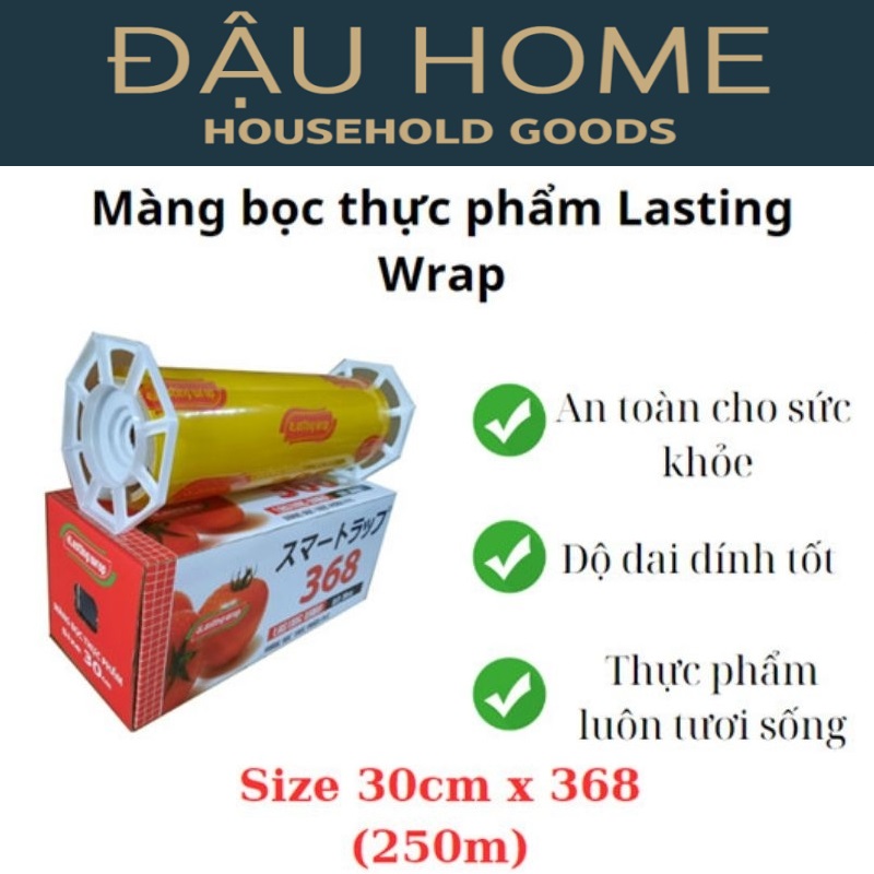 Màng bọc thực phẩm lkc lasting wrap chính hãng - an toàn với lò vi sóng - size 30cm×368 - đậu home