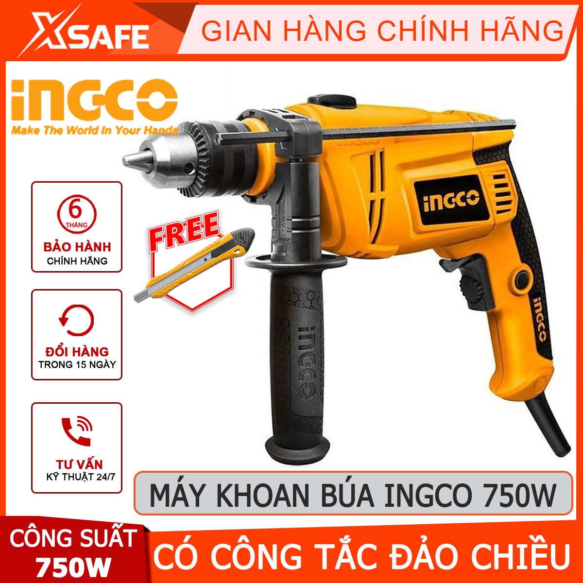 Hammer drill machine 750 W ingco ID7508E | hand drill 220-240V ~ 50-60hz, power 750 W, no-load speed 0-3000rpm drill chisel breaking wall, concrete, hard material [XTools] [xsafe]