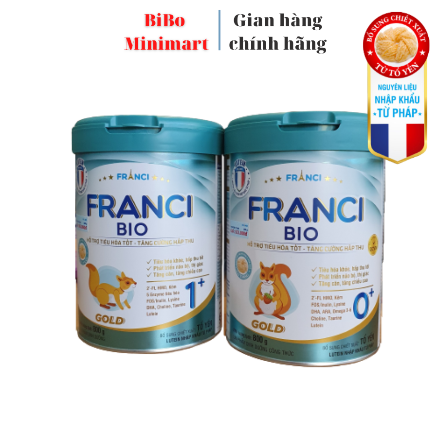 (Mới) Sữa bột Franci Bio Gold 0+, 1+ lon 850G