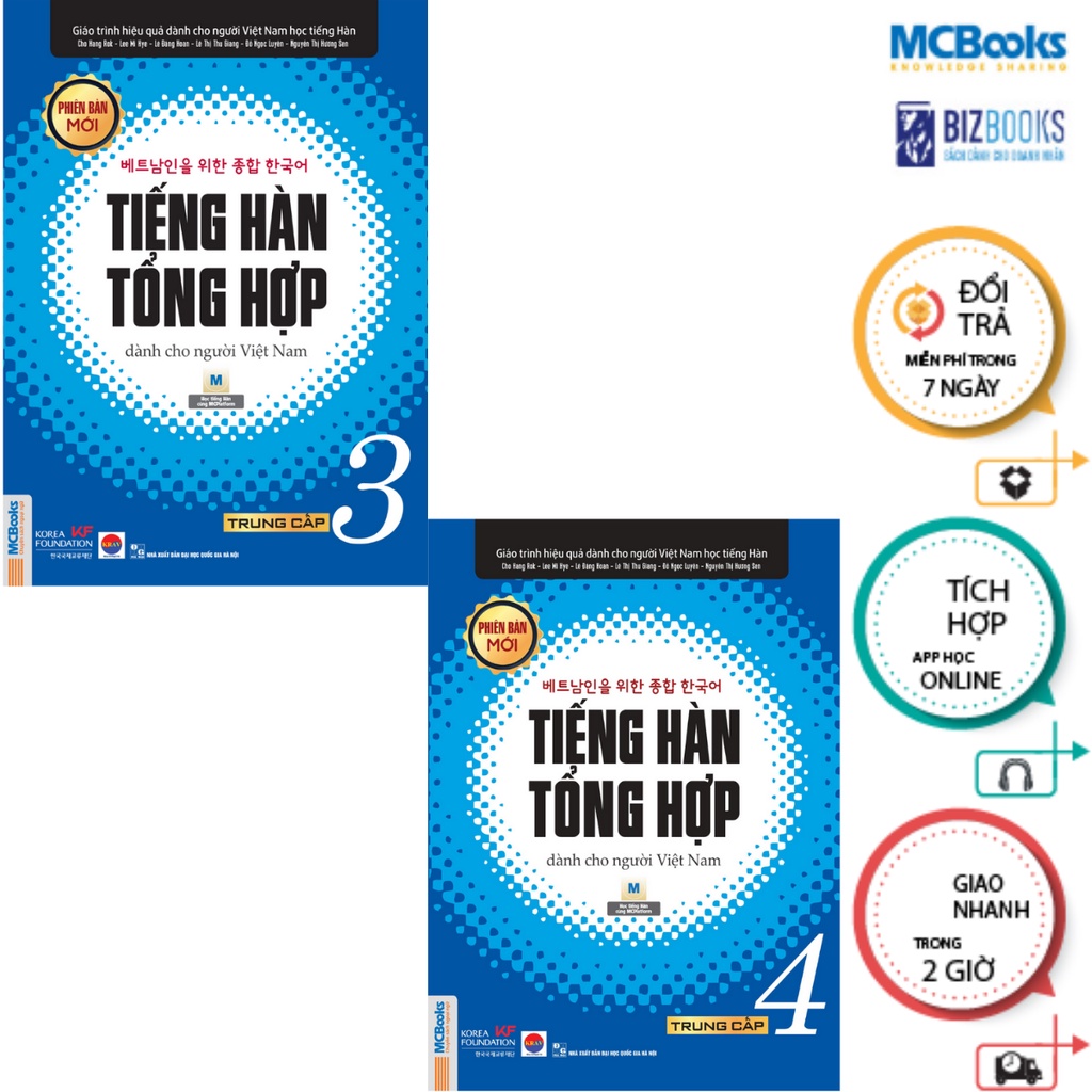Sách - Combo Sách bài học Tiếng Hàn Tổng Hợp Dành cho Người Việt Nam Trung cấp 3 và 4 ( bản đen trắng ) - McBooks