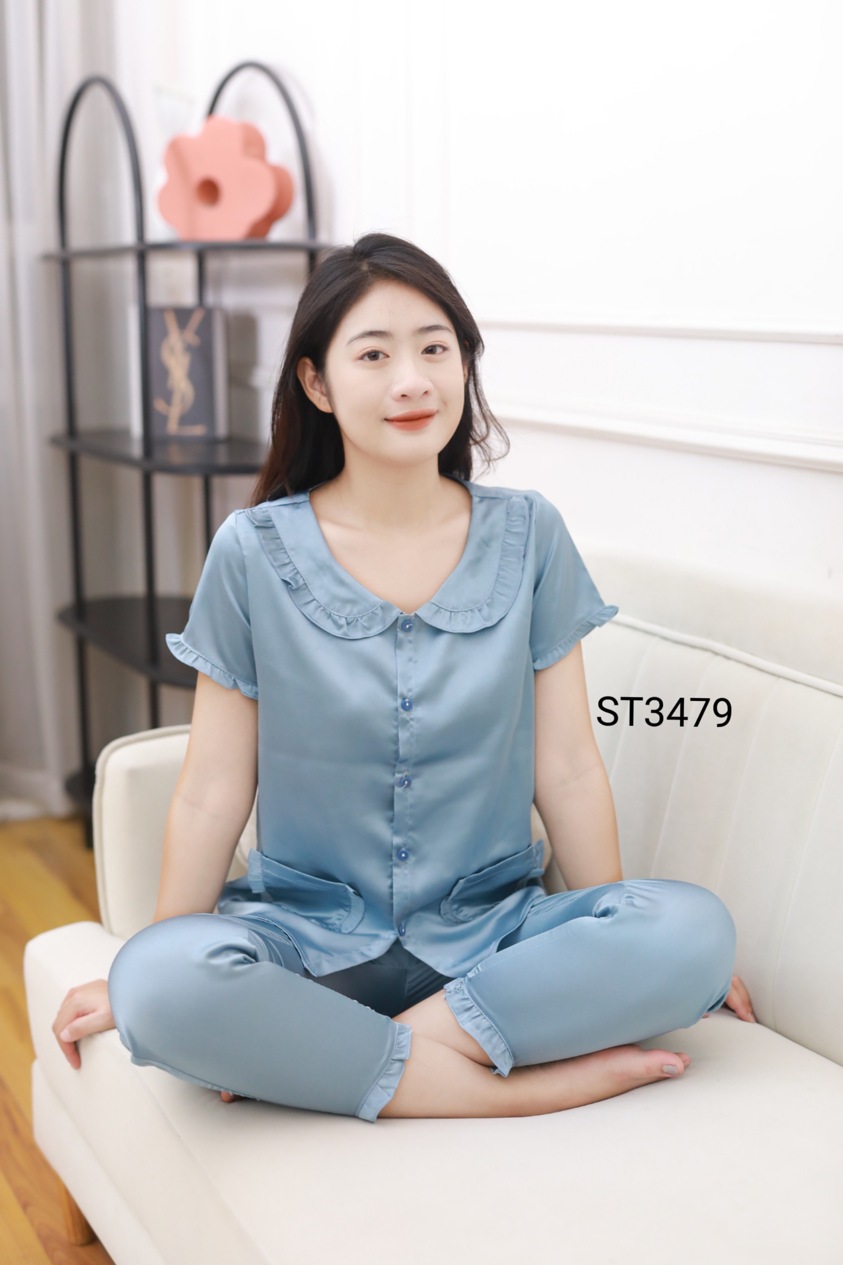 [Bunnysky] Đồ bộ mặc nhà nữ, quần áo nữ lụa satin mềm mịn 3 màu