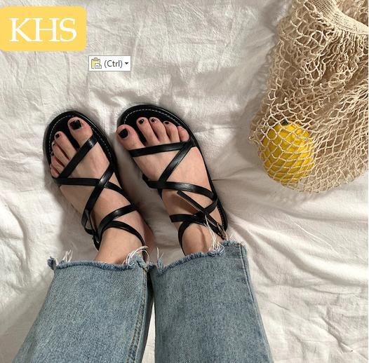 Giày Sandal quai ngang VS X chéo hậu đen