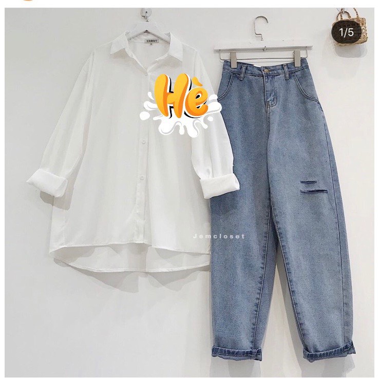 SET BAGGY + SƠ MI TRƠN TAY DÀI 1 TÚI