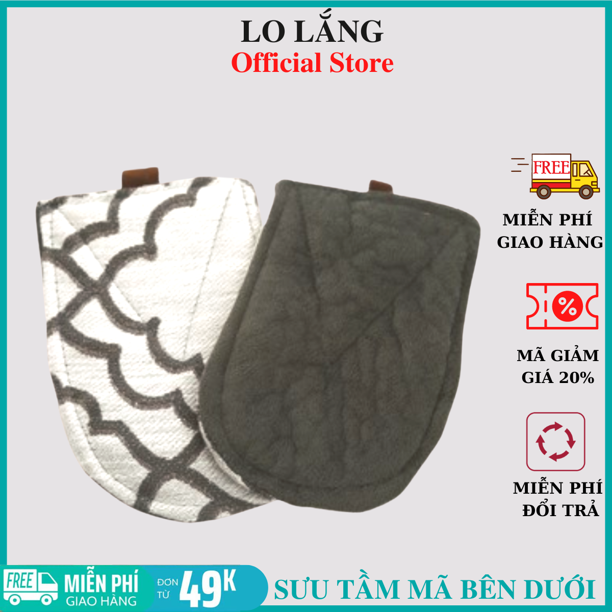 Bộ 2 miếng nhấc nồi bằng vải dày chống nóng hiệu quả cao cấp