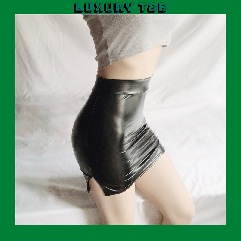 Chân váy ngắn da ôm body sexy xẻ 2 bên