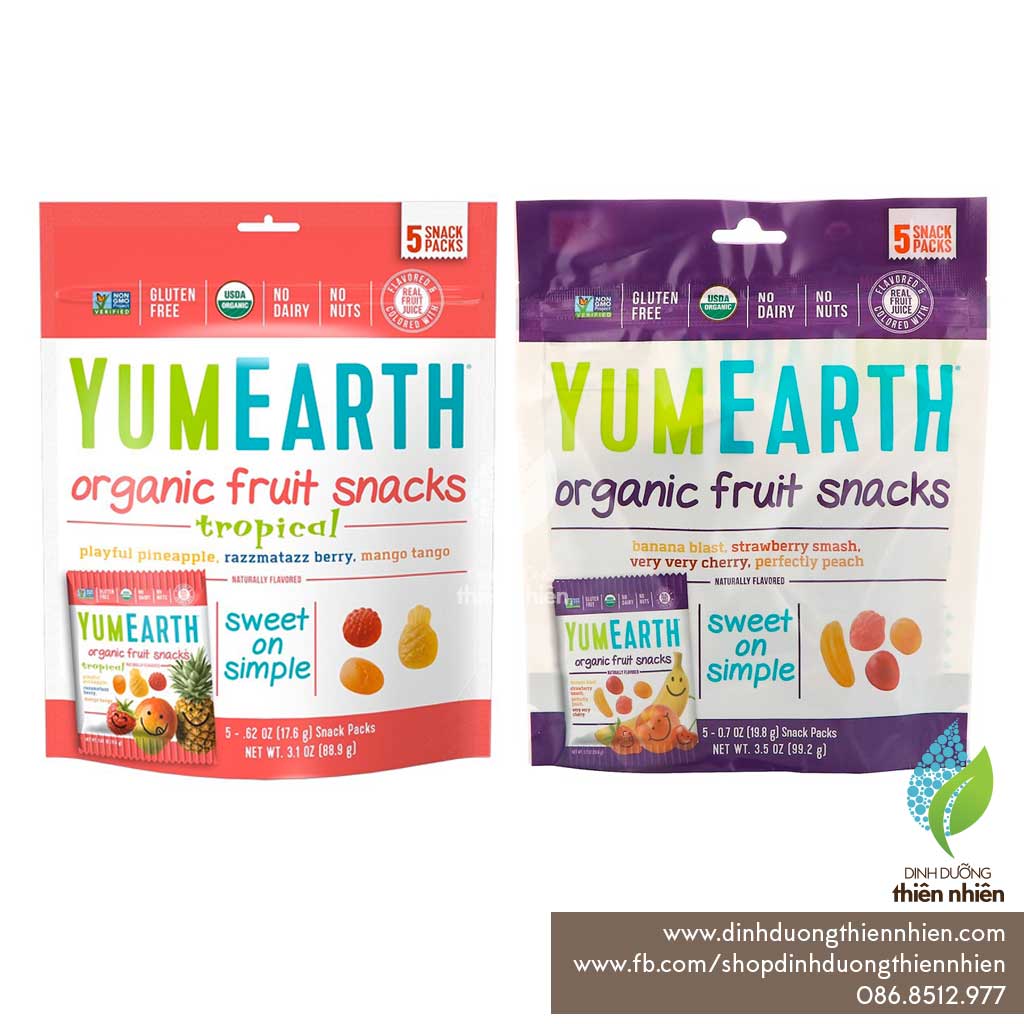 HCMKẹo Mềm Trái Cây Hữu Cơ Yum Earth Organic Fruits Snack Mix 2 Loại 2 Gói