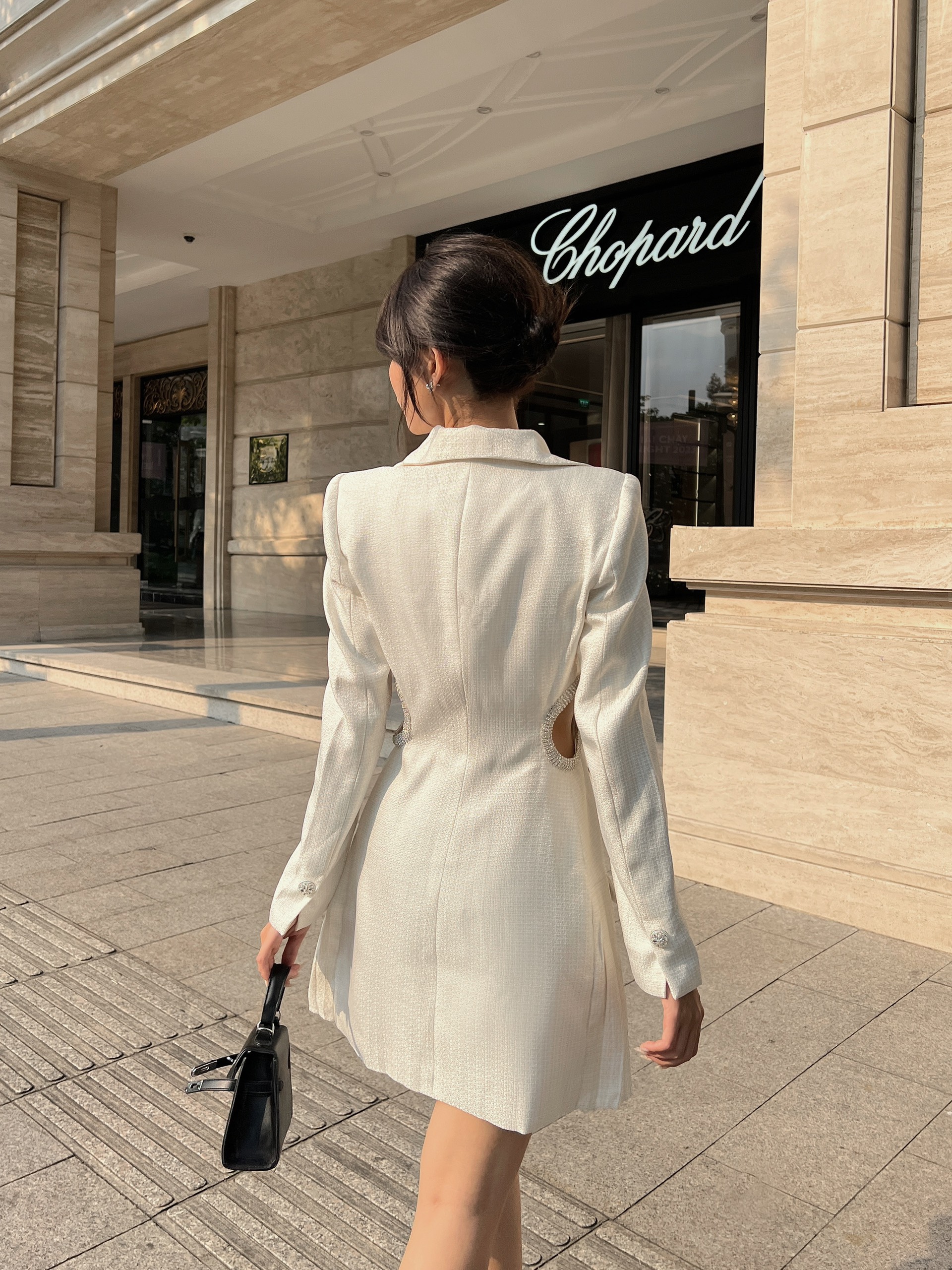 COCO SIN - Đầm Vest Đính Đá Phối Dập Ly