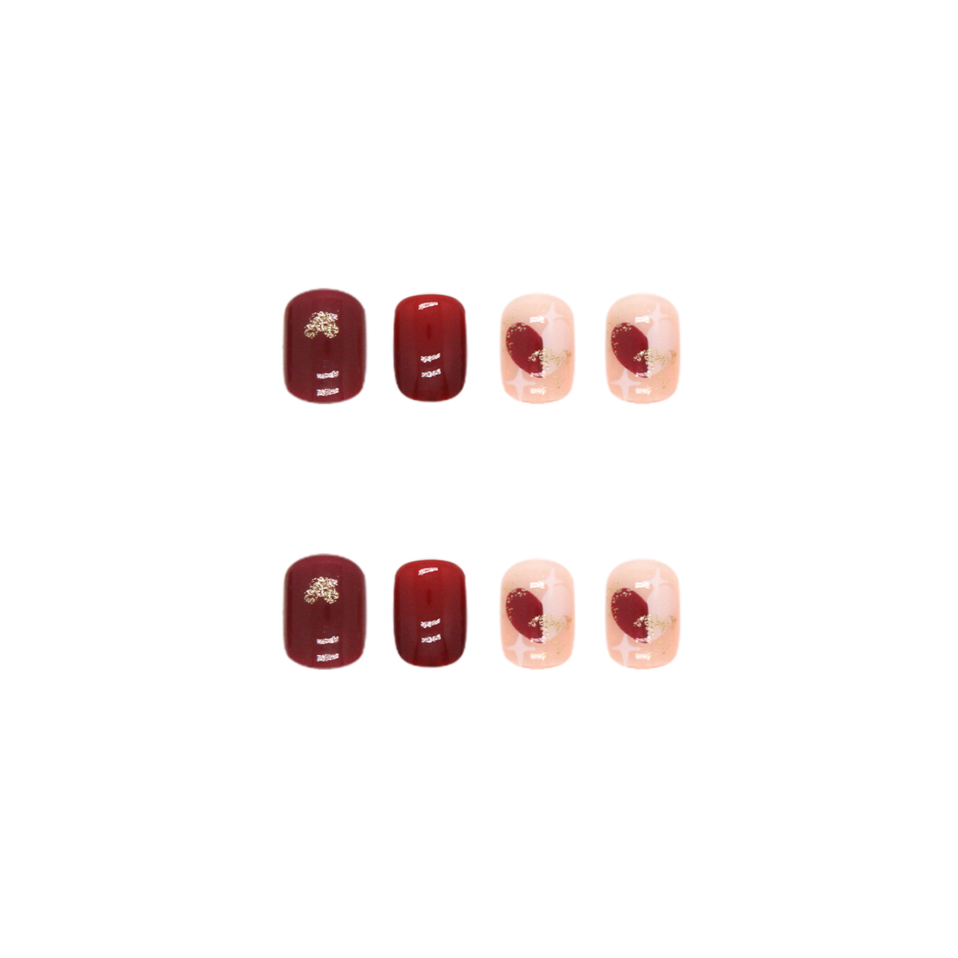Bộ 24 móng tay giả đỏ nhũ caro 💖💖 SẴN KEO DÁN 💖💖