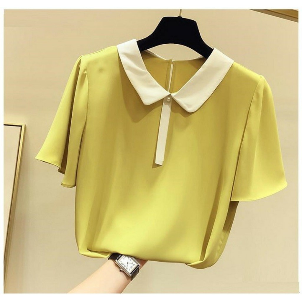 ÁO KIỂU NỮ CỔ LÁ SEN TAY BÈO