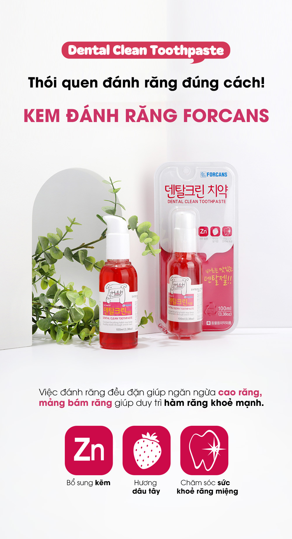 Kem đánh răng dành cho thú cưng Forcans 100ml