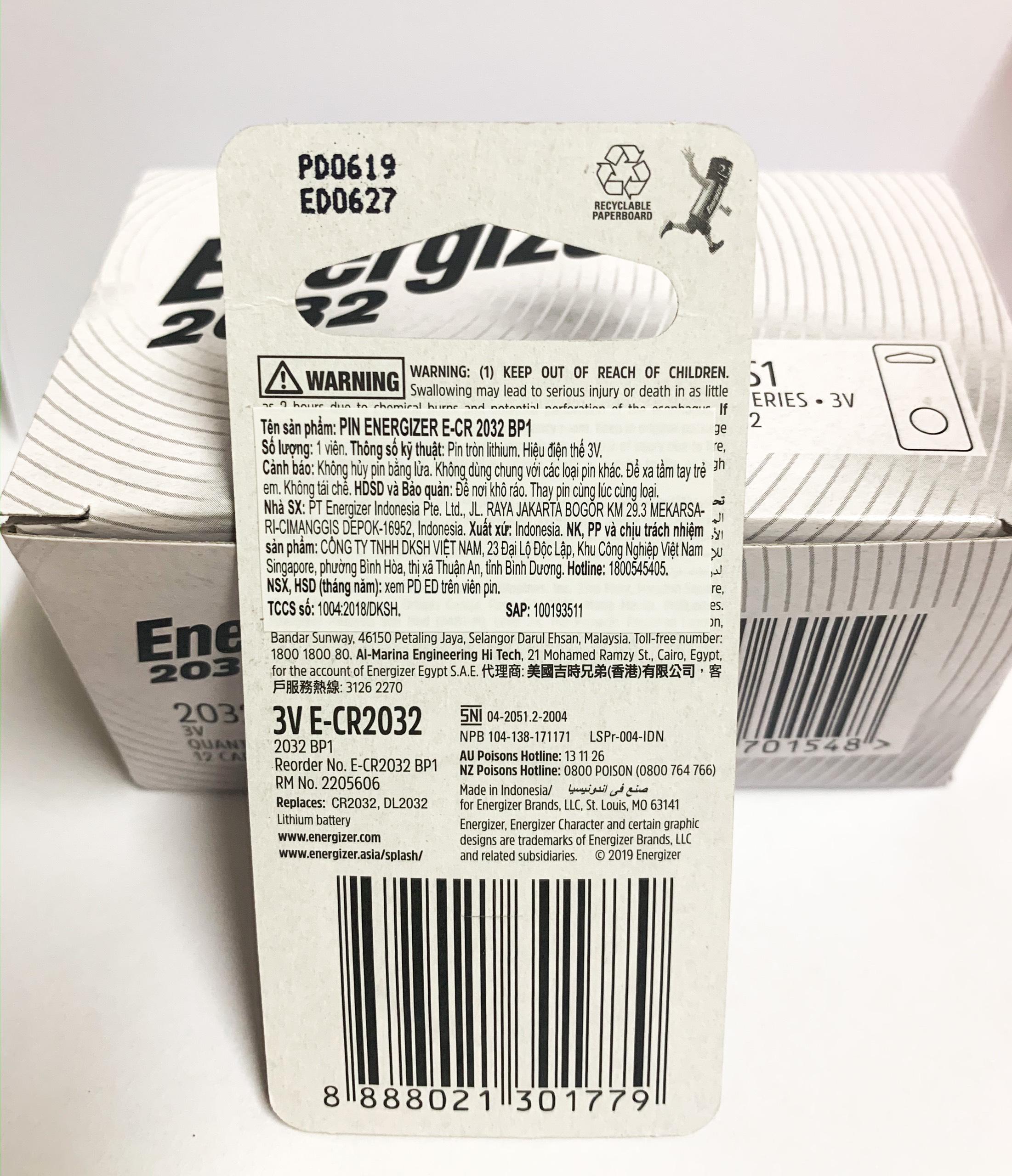 Pin CR2032 Energizer Lithium 3V