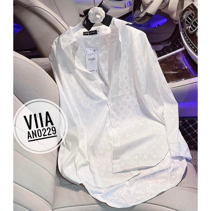 [Nhập LAZFASHION32 - giảm 60K]Sơ mi Lụa Gấm vân chìm loại đẹp AN0229 VIIA DESIGN