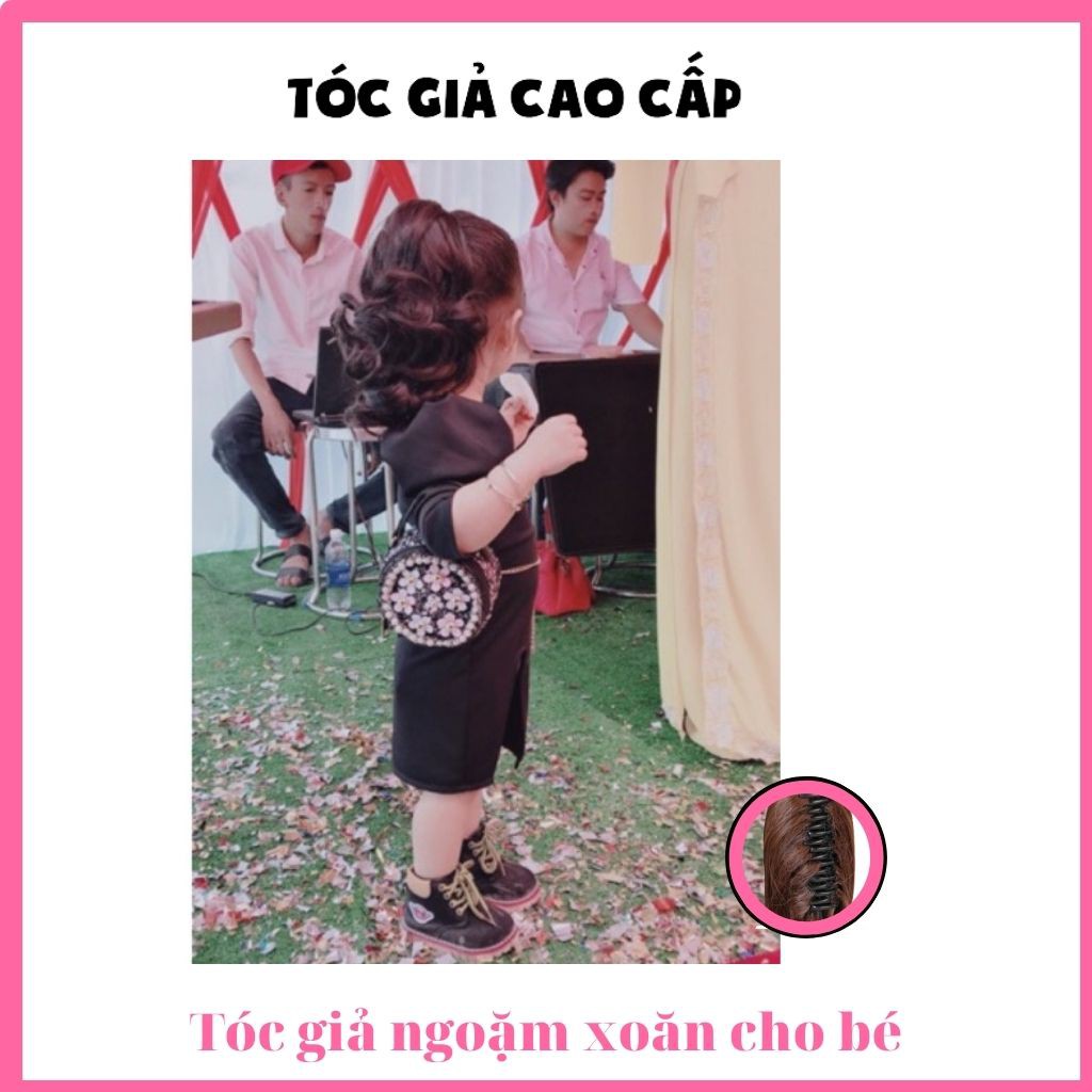 Tóc giả cho bé, ngoặm xoăn ngắn babe,25cm