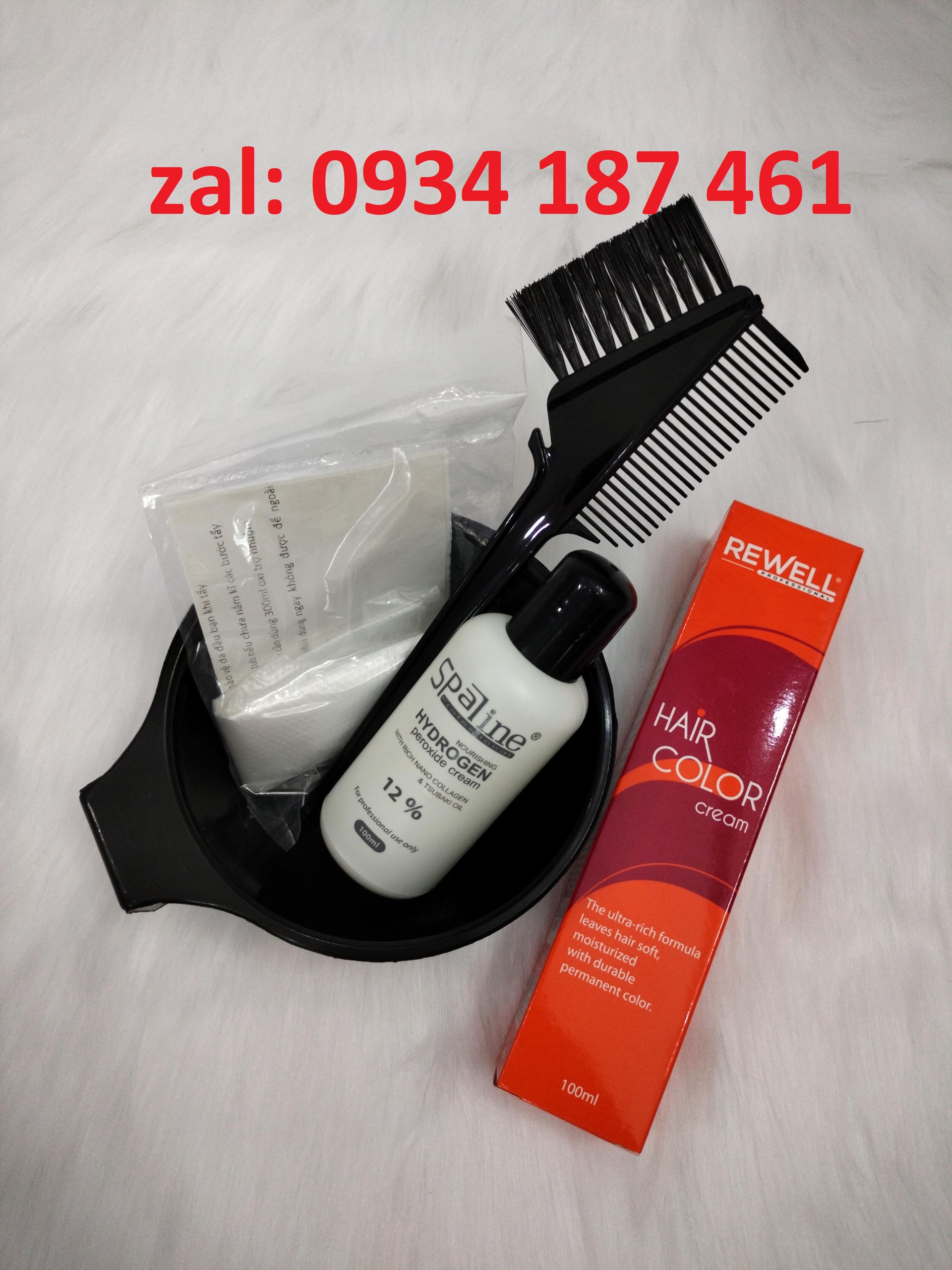 Combo nhuộm Rewell, oxy, bao tay, chén, lược