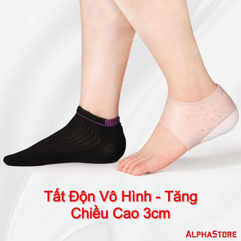 Vớ Tăng Chiều Cao 3cm Silicon SEBS PU Bền Bỉ, Đi Chắc Chân