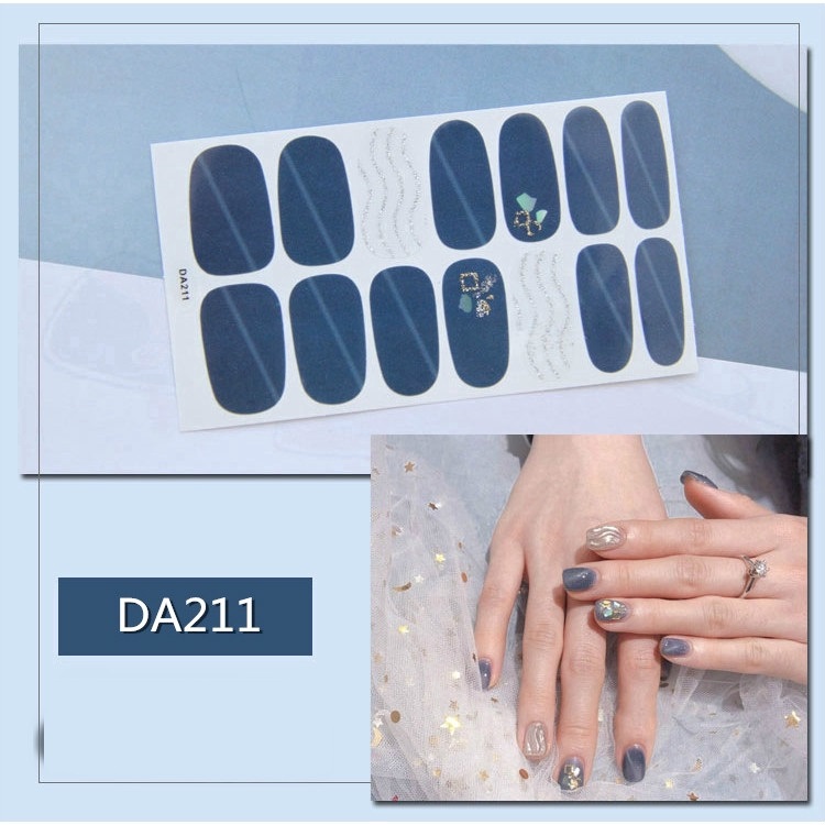 Set 14 Nhãn Dán Móng, Sticker Dán Móng tông xanh 💖💖💖