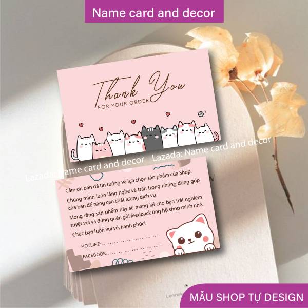 [COMBO 100 CÁI] Namecard cảm ơn khách hàng kute, thank you card, Name card and decor (hàng shop có sẵn)
