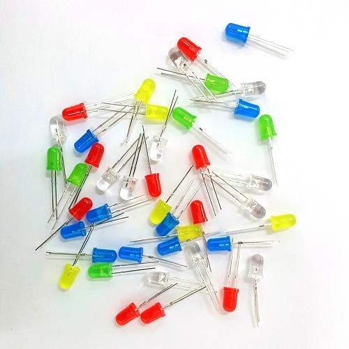 [100 cái] Led Đơn 5mm (Đỏ, Vàng, Trắng, Xanh lá, Xanh dương)