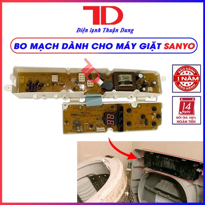 Bo mạch dành cho máy giặt SANYO 6 nút 2 JACK cắm 800ZT Và DQ125ZT/DQ105ZT -  Điện Lạnh Thuận Dung