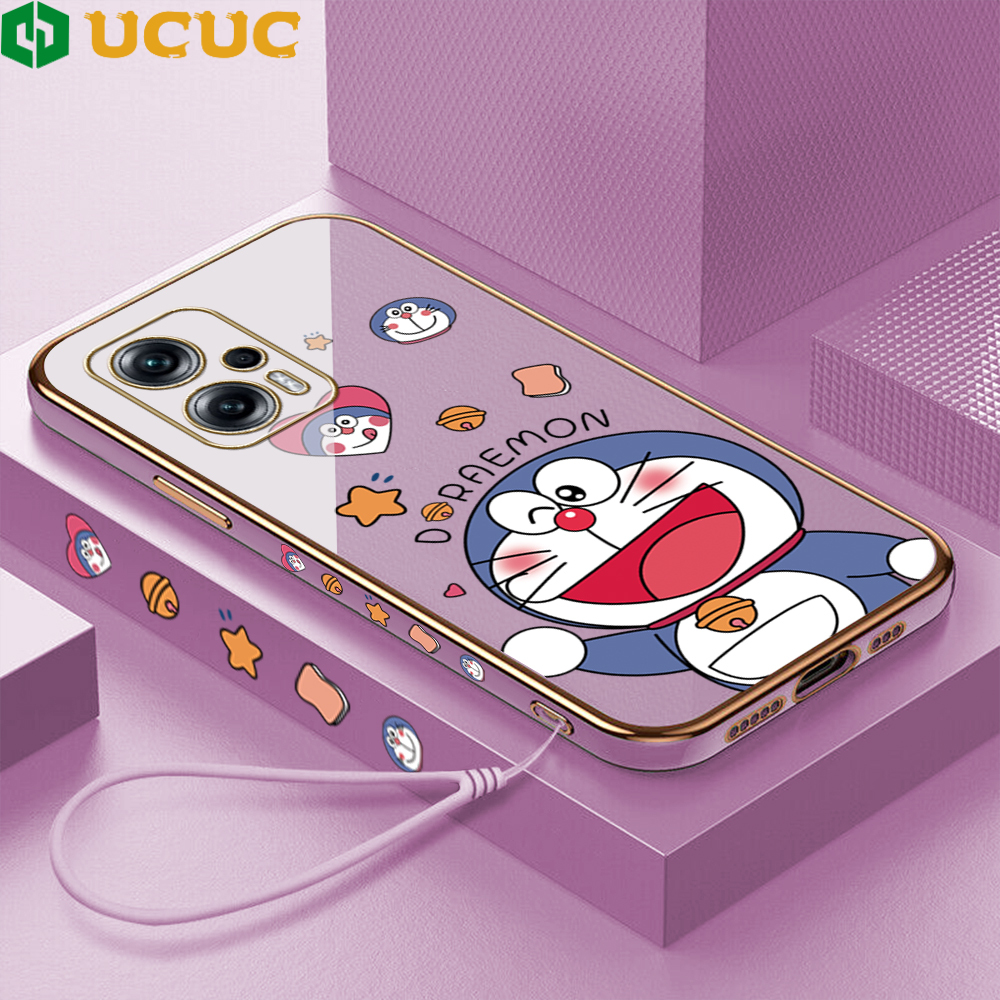 Ucuc phone case xiaomi redmi note 11t pro redmi note11t pro+ xiaomi redmi note 10 5g /redmi note8 7 note7 8 pro case for girls cartoon happy cat square edge plated phone shell luxury plating soft phone case