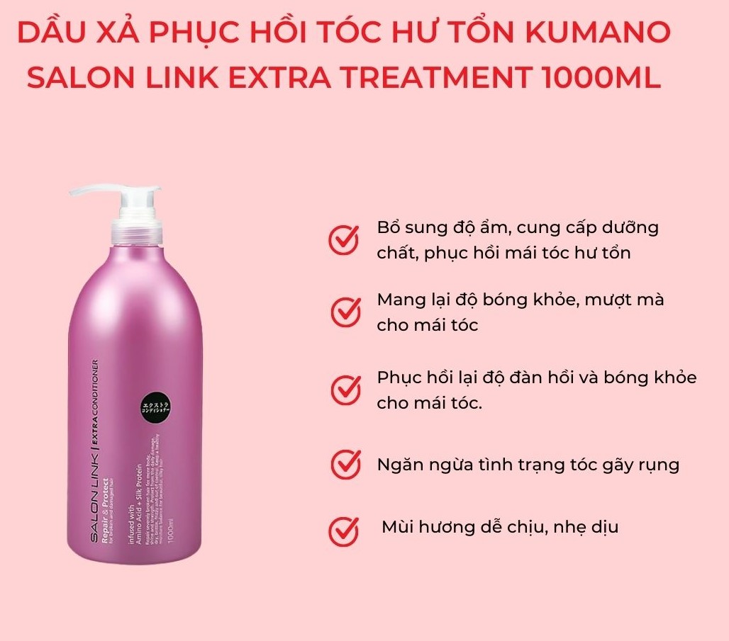 [GIẢM 5% ĐƠN 129K][HCM]Dầu xả kumano salon link extra conditioner cho tóc yếu 1L