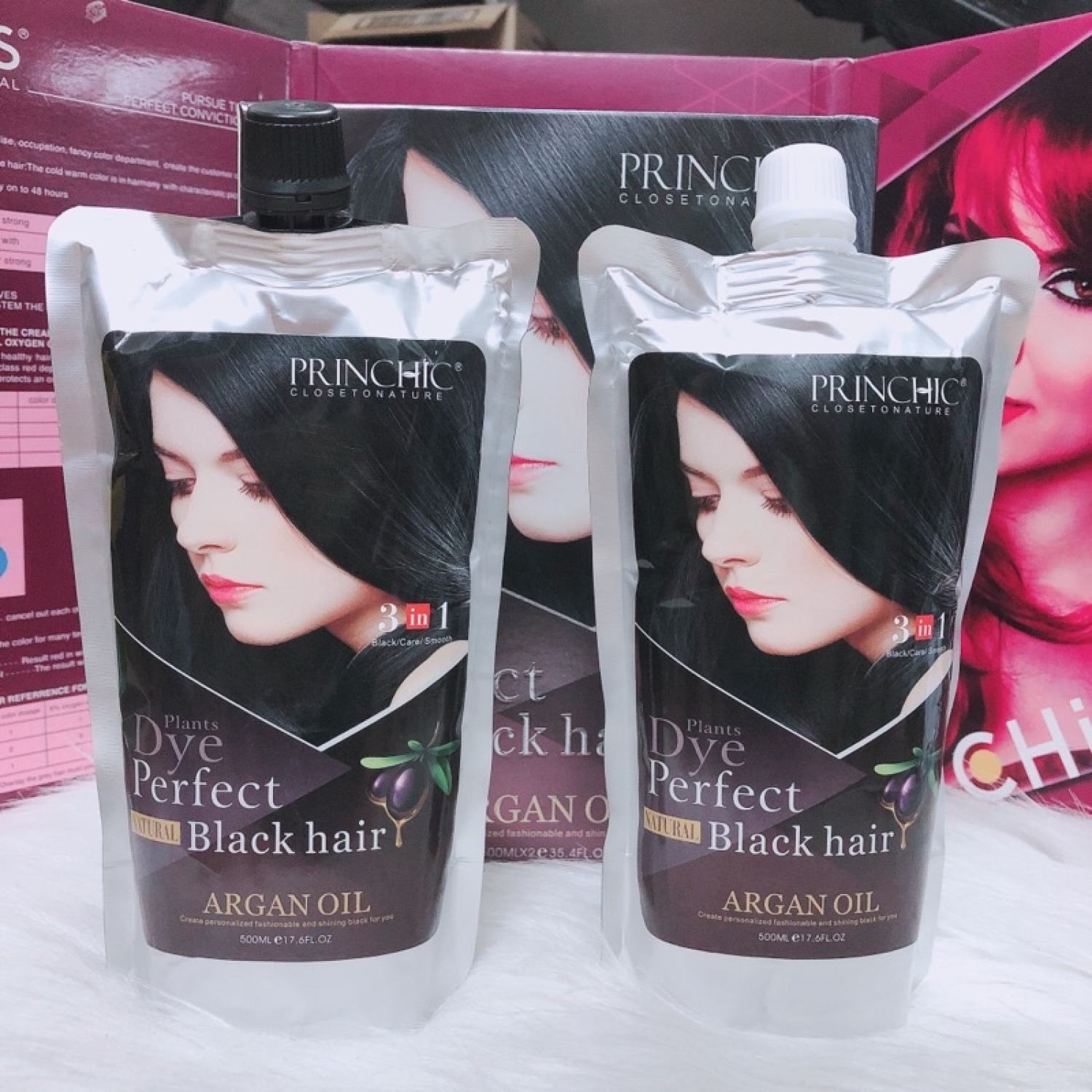 Nhuộm đen tóc phủ bạc princhic không dính da đầu 500mlx2