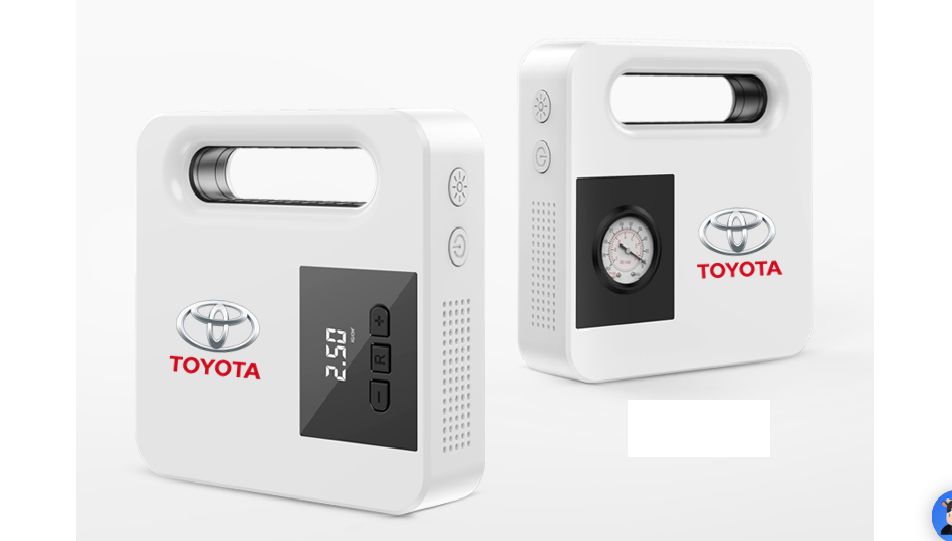 [SALE TẬN GỐC] Bơm Ô Tô Xe Hơi Mini, Bơm Lốp Xe Ô Tô Toyota (Trắng) Đồng Hồ LED Tự Ngắt, Công Nghệ Hiện Đại, Thiết Kế Thông Minh, Bơm Siêu Nhanh, Không Ồn Ào, Nhỏ Gọn, Tiện Lợi Mang Theo, BH 12 THÁNG