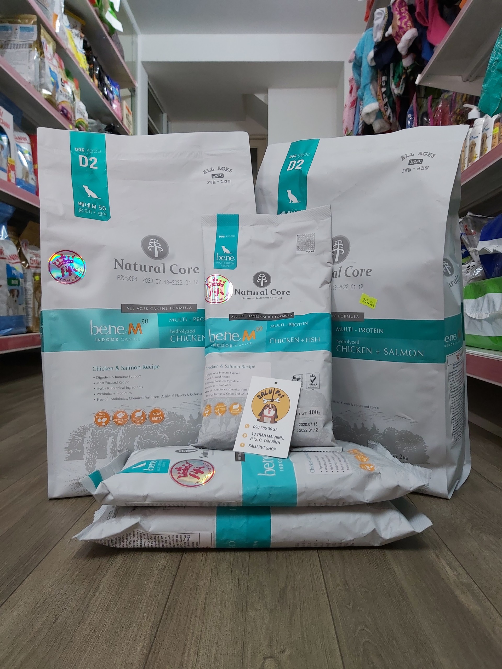 [HCM]THỨC ĂN NATURAL CORE BENE M50 CHO CHÓ THỊT GÀ & CÁ HỒI 400gr