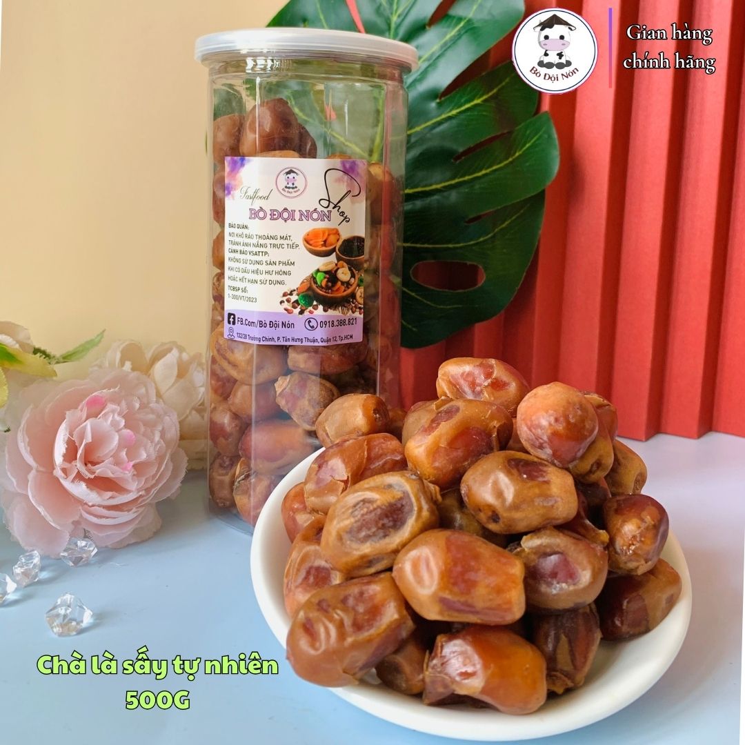500g chà là iran sấy khô không đường bò đội nón