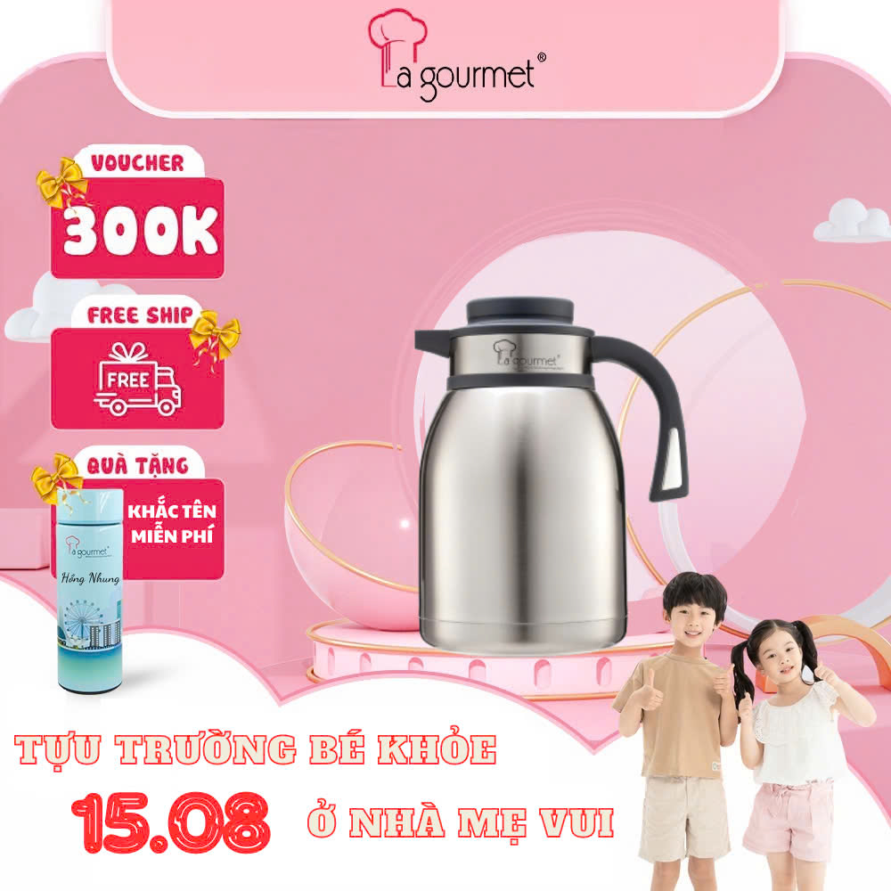 Bình pha café giữ nhiệt La gourmet 1,5L Bạc Inox 304 bảo hành 5 năm chính hãng -408860