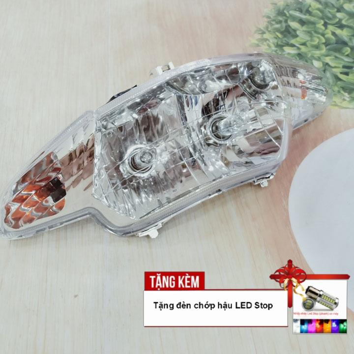 Tặng kèm chớp hậu led stop - đầu đèn pha xe wave 2 bóng tròn cực sáng ox425 -