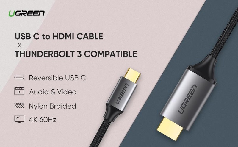 Cáp USB Type C to HDMI Ugreen 50570 dài 1,5m hỗ trợ 3D, 4K