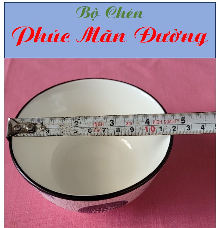 BỘ 5 CHÉN CƠM GỐM SỨ CAO CẤP HỌA TIẾT PHÚC MÃN ĐƯỜNG