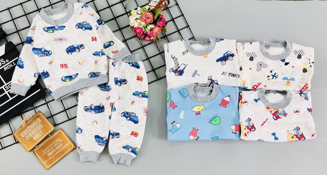Combo 5 bộ nỉ lông bé trai từ 6-15kg