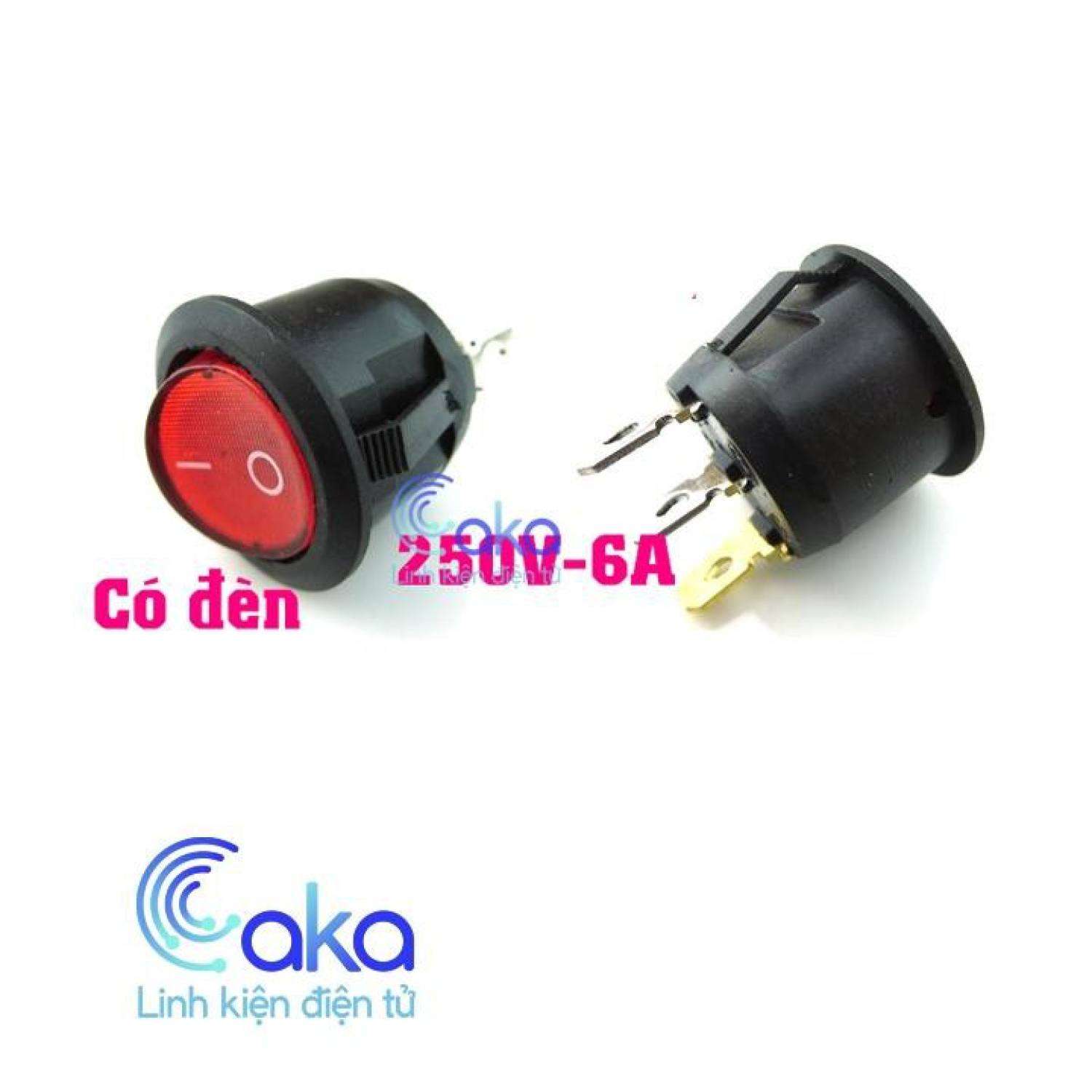 [Có Đèn] Công tắc tròn On Off 250V 6A KCD1 có đèn báo