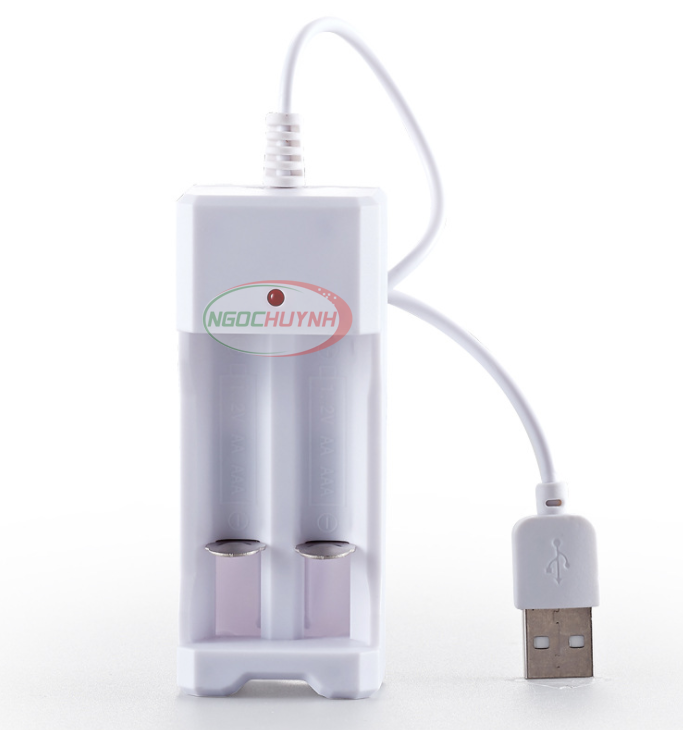 Bộ sạc 2 khe pin AA/AAA đa năng đầu USB