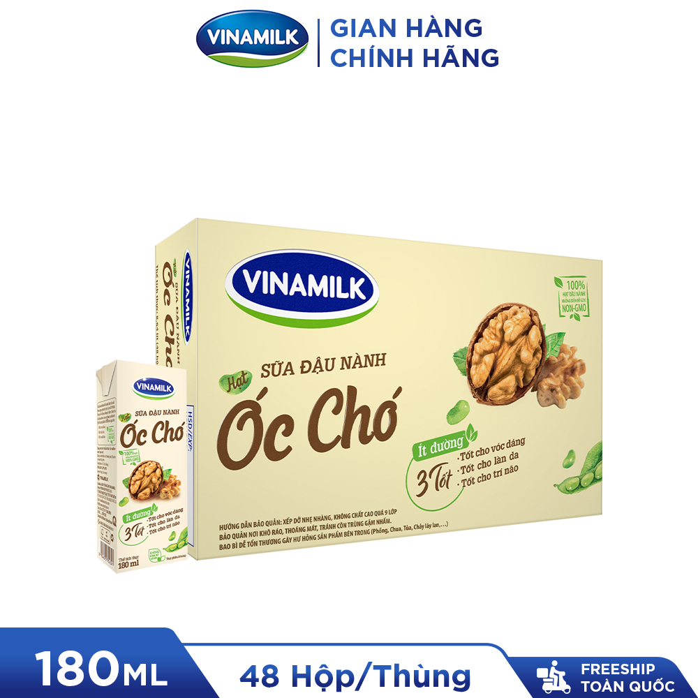 [MIỄN PHÍ VẬN CHUYỂN] Thùng 48 hộp Sữa đậu nành Vinamilk hạt Óc chó