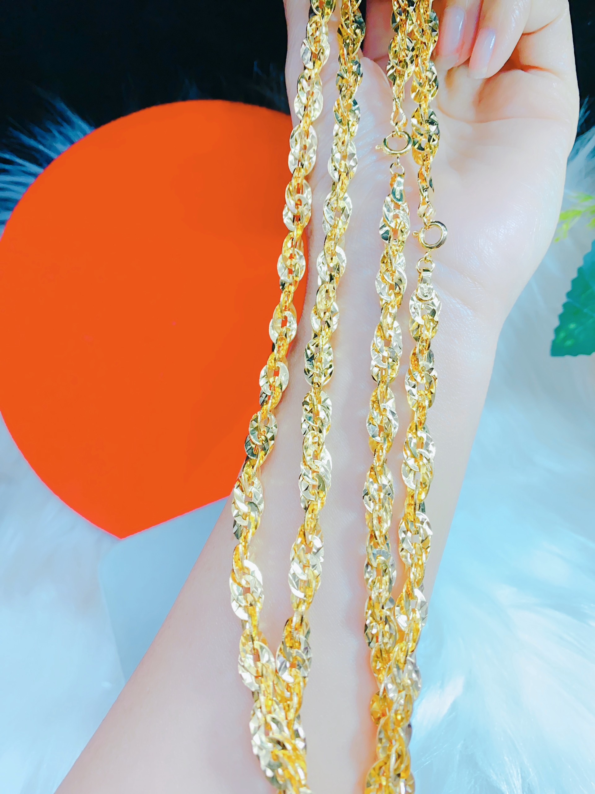 Dây chuyền cao cấp xoắn khế nữ  - Không đen không dị ứng ( Dây chuyền dài 45cm )